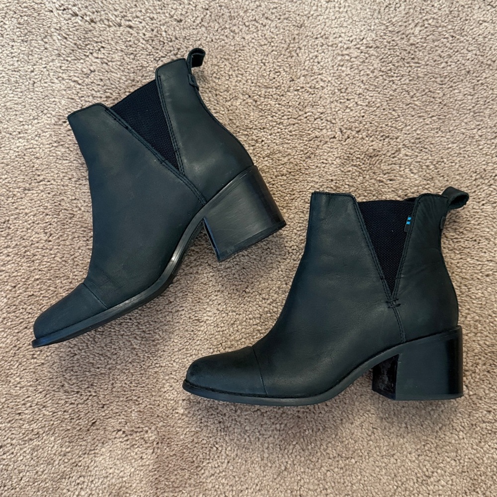 Toms Black Esme Heeled Leather Boots 6.5 - Picture 4 of 13